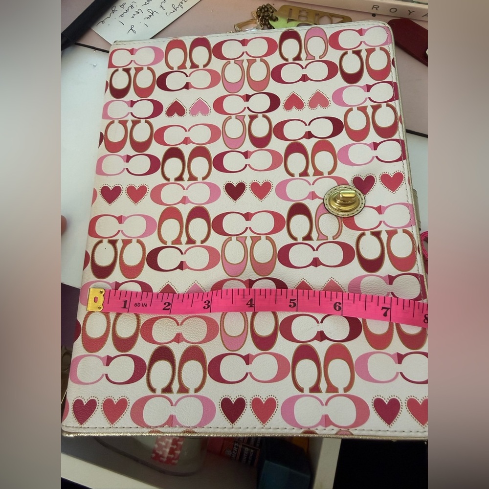 Coach Pink Patterned Tablet/Notebook Cover with Heart Motif - Picture 3 of 9